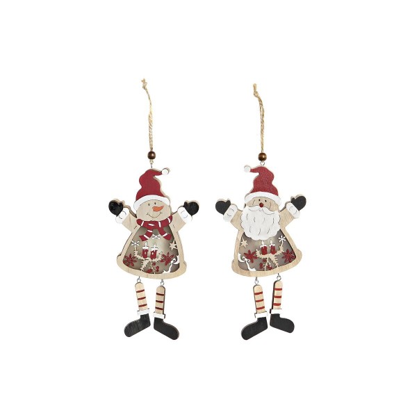 Χριστουγεννιάτικο Στολίδι DKD Home Decor Φως LED Άη Βασίλης Ξύλο MDF (12 x 2 x 24 cm) (x2)