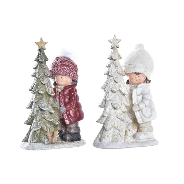 Χριστουγεννιάτικο Στολίδι DKD Home Decor πολυεστέρας Ρητίνη Γκλίτερ Παιδιά (17 x 11 x 27,5 cm) (x2)