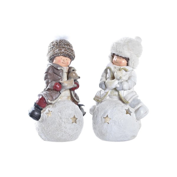 Χριστουγεννιάτικο Στολίδι DKD Home Decor Ρητίνη Παιδιά (21,5 x 17 x 35 cm) (x2)