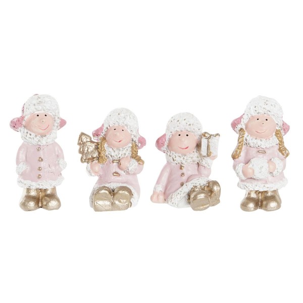 Χριστουγεννιάτικο Στολίδι DKD Home Decor Ρητίνη Άγγελος (3,5 x 2,5 x 4 cm) (4 Μονάδες)