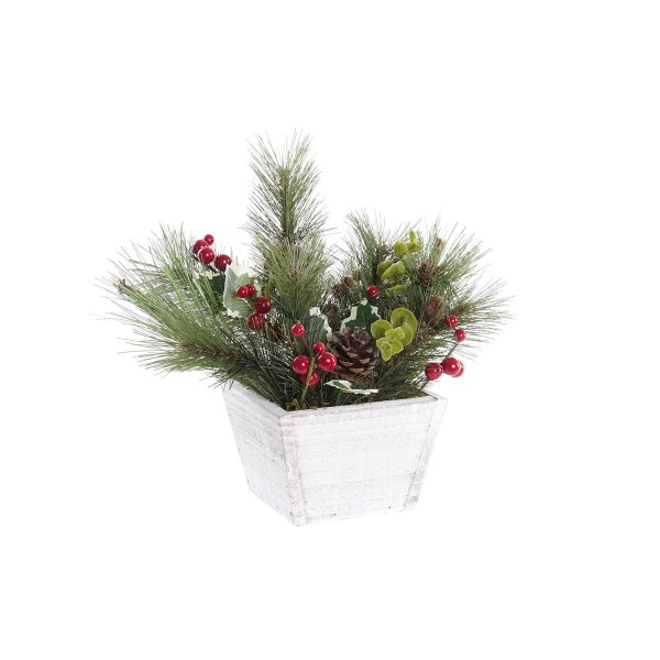 Φωτεινή διακόσμηση DKD Home Decor Χριστουγεννιάτικο στεφάνι Χρυσό Καφέ Λευκό Πράσινο (25 x 25 x 33 cm)