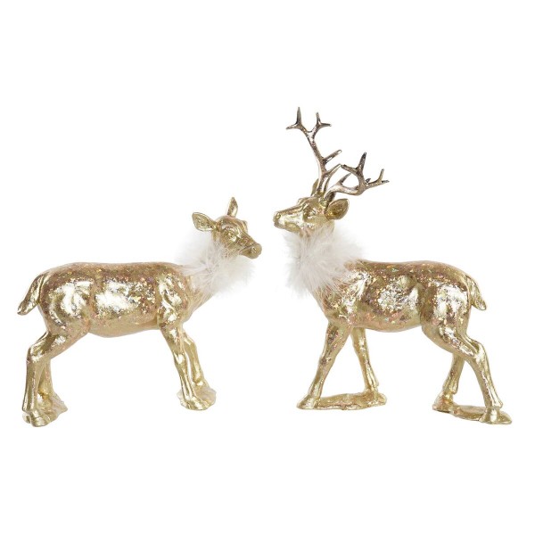 Χριστουγεννιάτικο Στολίδι DKD Home Decor Ρητίνη Τάρανδος (17,5 x 9 x 22,5 cm) (x2)