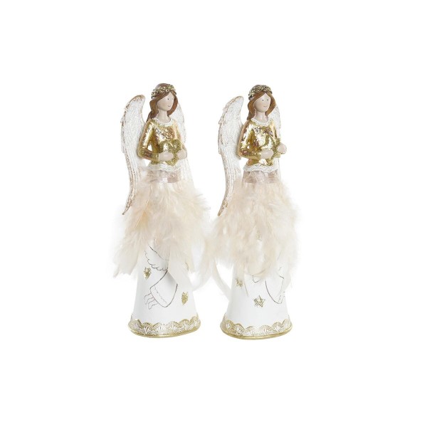 Χριστουγεννιάτικο Στολίδι DKD Home Decor Ρητίνη Άγγελος (11 x 7,5 x 28,5 cm) (x2)
