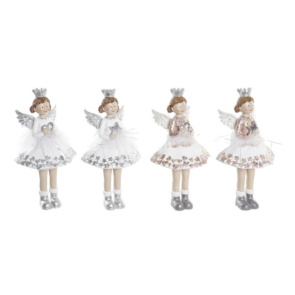 Χριστουγεννιάτικο Στολίδι DKD Home Decor Ρητίνη Άγγελος (11 x 9 x 21 cm) (4 Μονάδες)