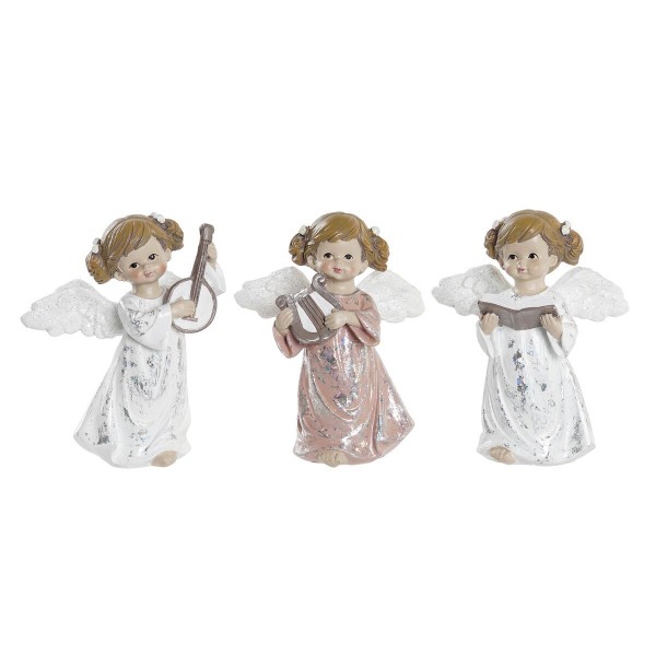 Χριστουγεννιάτικο Στολίδι DKD Home Decor Ρητίνη Άγγελος (10 x 7,5 x 13 cm) (3) (3 Μονάδες)
