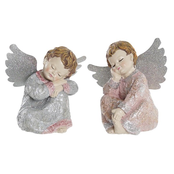 Χριστουγεννιάτικο Στολίδι DKD Home Decor Ρητίνη Άγγελος (11 x 8 x 12,5 cm) (x2)