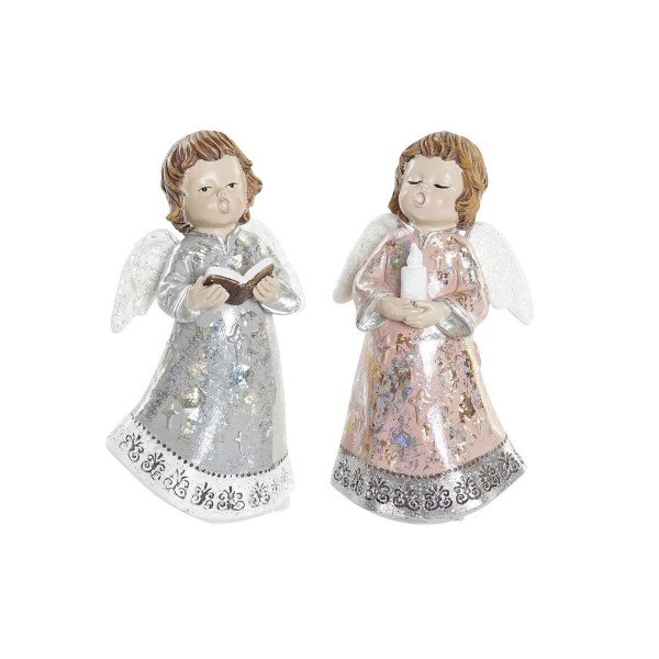 Χριστουγεννιάτικο Στολίδι DKD Home Decor Ρητίνη Άγγελος (7 x 5 x 13 cm) (x2)