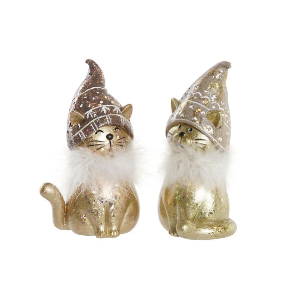 Χριστουγεννιάτικο Στολίδι DKD Home Decor Ρητίνη Γάτα (9 x 6 x 15 cm) (x2)
