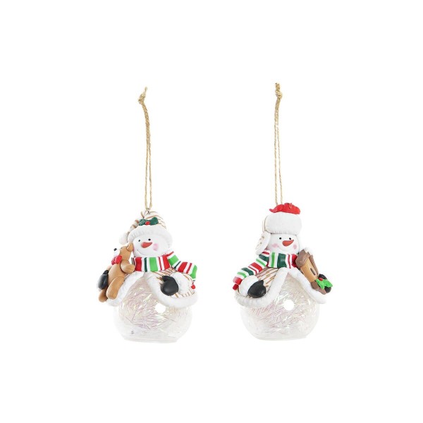 Χριστουγεννιάτικη μπάλα DKD Home Decor Κόκκινο Λευκό Πράσινο Ρητίνη (4 Μονάδες)