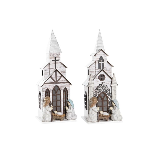 Χριστουγεννιάτικο Στολίδι DKD Home Decor Εκκλησία MDF (13 x 12,3 x 33 cm) (x2)