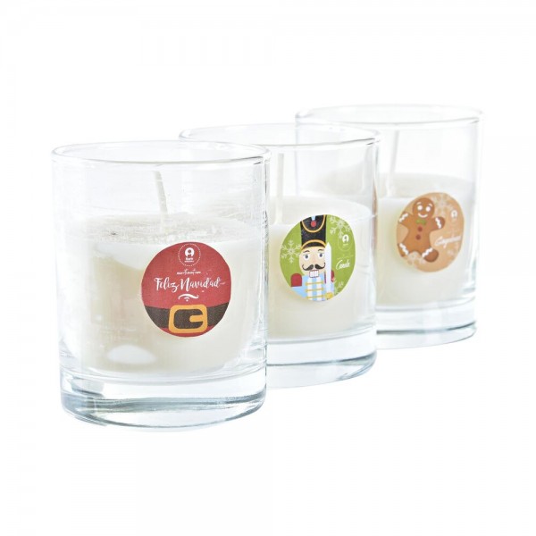 Κερί DKD Home Decor Χριστουγεννιάτικο στεφάνι Άη Βασίλης Καρυοθραύστης (8 x 8 x 9 cm) (3 Μονάδες)
