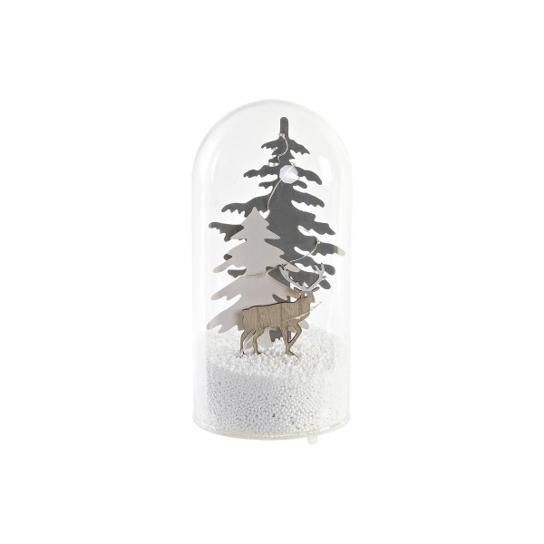 Φωτεινή διακόσμηση DKD Home Decor Χριστουγεννιάτικο στεφάνι Γκρι Δέντρο Λευκό (12 x 12 x 27 cm)