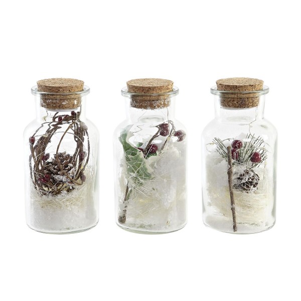 Φωτεινή διακόσμηση DKD Home Decor Χριστουγεννιάτικο στεφάνι Φυσικό (6 x 6 x 14 cm) (3 Μονάδες)