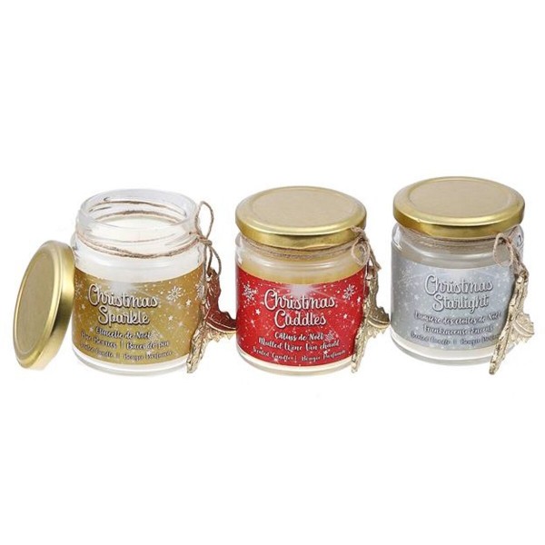 Σετ Kεριών DKD Home Decor Χριστουγεννιάτικο στεφάνι (6,5 X 6,5 X 8 cm) (3 Μονάδες)