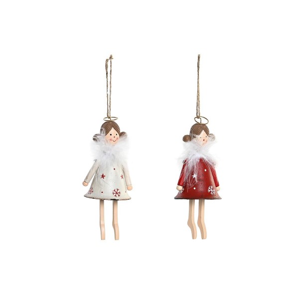 Χριστουγεννιάτικο Στολίδι DKD Home Decor Μέταλλο Άγγελος (7 x 7 x 26 cm) (x2)