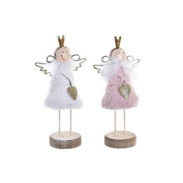 Χριστουγεννιάτικο Στολίδι DKD Home Decor Μέταλλο Άγγελος Μαλλί (9 x 5 x 18,5 cm) (x2)