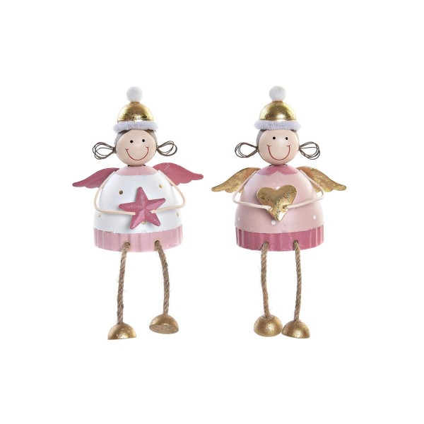 Χριστουγεννιάτικο Στολίδι DKD Home Decor Μέταλλο Νεράιδα (9 x 6,5 x 11 cm) (x2)
