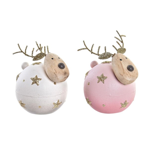 Χριστουγεννιάτικο Στολίδι DKD Home Decor Μέταλλο Τάρανδος (x2) (7 x 7 x 9 cm)