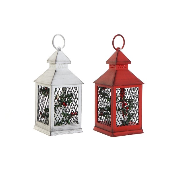 Φανάρι LED DKD Home Decor Κόκκινο Λευκό PP Κερί (10,5 x 10,5 x 24 cm)