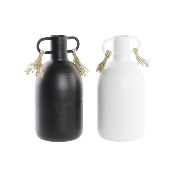 Βάζο DKD Home Decor Μαύρο Μέταλλο Λευκό Αποικιακό (9 x 9 x 19 cm) (x2)