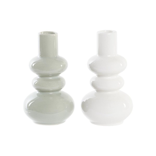 Βάζο DKD Home Decor Κεραμικά Μέντα Λευκό (7,5 x 7,5 x 14 cm) (x2)