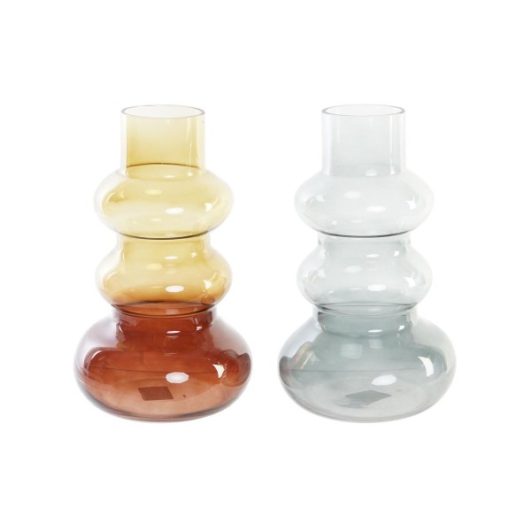 Βάζο DKD Home Decor Κρυστάλλινο Καφέ Πράσινο Σύγχρονη (17,5 x 17,5 x 30 cm) (x2)