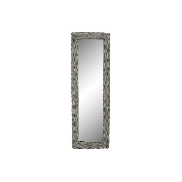 Τοίχο καθρέφτη DKD Home Decor Καθρέφτης Γκρι λυγαριά Cottage (43 x 4 x 133 cm) (43 x 4 x 132 cm)
