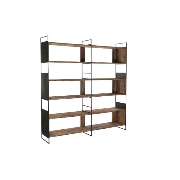 Ράφια DKD Home Decor Τοίχο Φυσικό Μαύρο Μέταλλο Ανακυκλωμένο ξύλο Τζίντζερ 3 Ράφια (180,5 x 35 x 190 cm)