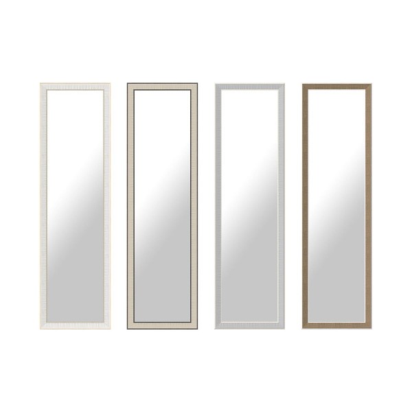 Τοίχο καθρέφτη DKD Home Decor Καθρέφτης Γκρι Καφέ Λευκό PS Παραδοσιακά 4 Μονάδες (35 x 2 x 125 cm)