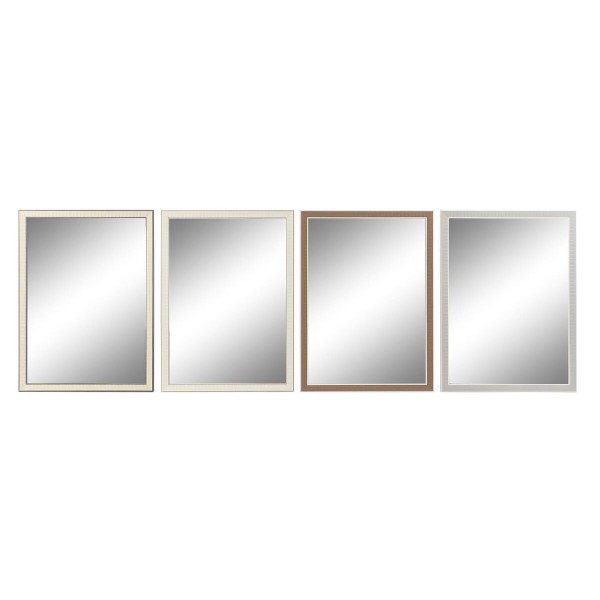 Τοίχο καθρέφτη DKD Home Decor Κρυστάλλινο Γκρι Καφέ Λευκό PS Παραδοσιακά 4 Μονάδες (56 x 2 x 76 cm)