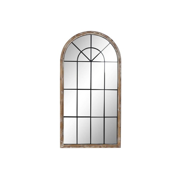 Τοίχο καθρέφτη DKD Home Decor Μαύρο Μέταλλο Ξύλο Καφέ Παράθυρα Παραδοσιακά (86 x 3.5 x 168 cm)
