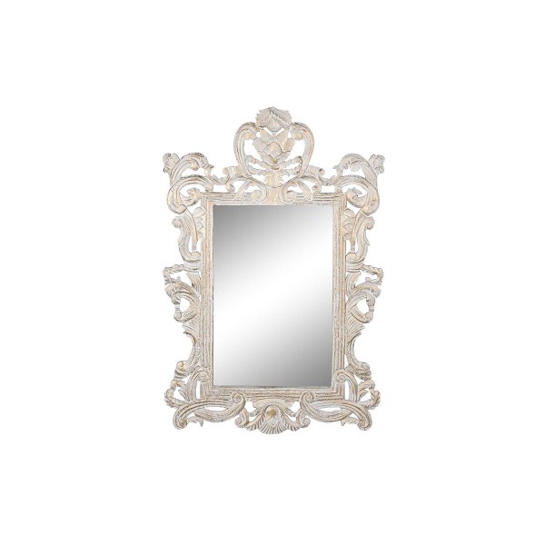 Τοίχο καθρέφτη DKD Home Decor Κρυστάλλινο Λευκό Ξύλο από Μάνγκο Μαρινάτος (90 x 3 x 135 cm)