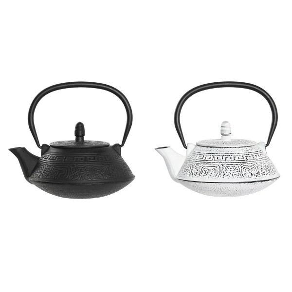 Τσαγιέρα DKD Home Decor Μαύρο Λευκό Χυτοσίδηρος (800 ml) (x2)