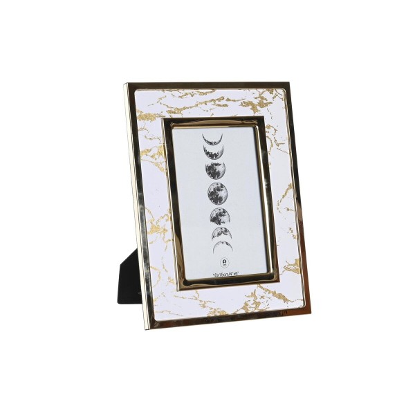Κορνίζα DKD Home Decor Ανοξείδωτο ατσάλι Λευκό Μάρμαρο PU (22,5 x 1 x 17,5 cm)