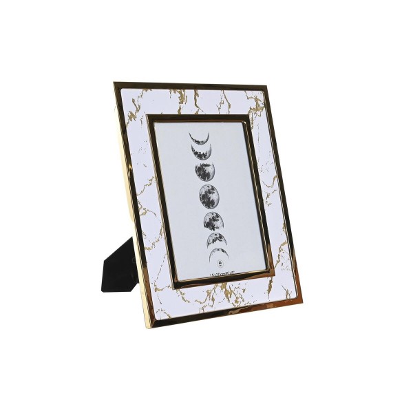 Κορνίζα DKD Home Decor Ανοξείδωτο ατσάλι Λευκό Μάρμαρο PU (28,5 x 1 x 23,5 cm)