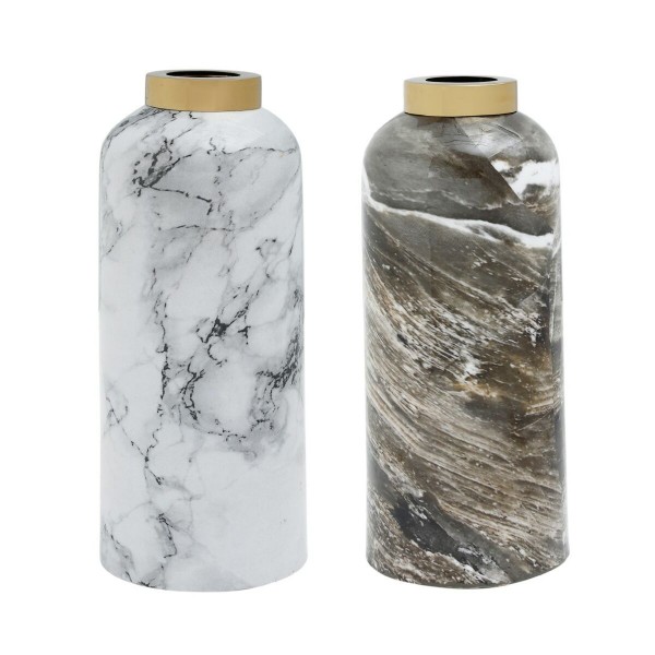 Βάζο DKD Home Decor Μέταλλο Καφέ Λευκό Μάρμαρο Σύγχρονη (8 x 8 x 20 cm) (x2)
