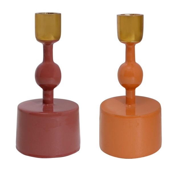 Κηροπήγιο DKD Home Decor Αλουμίνιο Λακαρισμένο (8 x 8 x 16 cm) (x2)