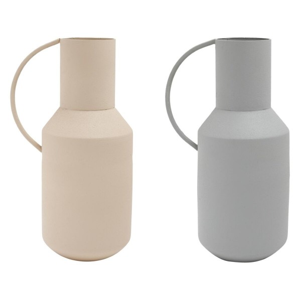 Βάζο DKD Home Decor Μπεζ Μέταλλο Σύγχρονη (14 x 11 x 25 cm) (x2)
