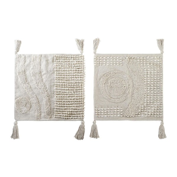 Κάλυψη μαξιλαριού DKD Home Decor Ροζ Λευκό Boho (60 x 3 x 60 cm) (x2)