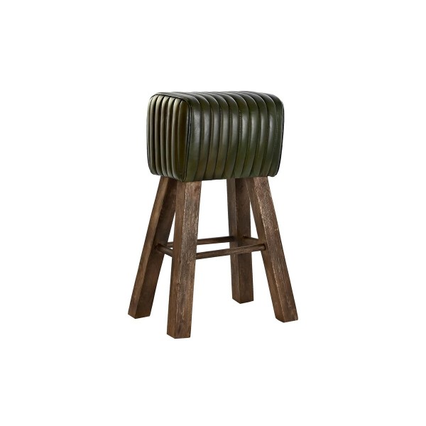 Σκαμπό DKD Home Decor Ξύλο Καφέ Δέρμα Πράσινο (41 x 30 x 79 cm)