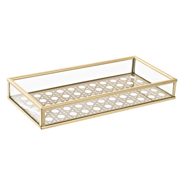 Δίσκος DKD Home Decor Κρυστάλλινο Χρυσό Μέταλλο (20 x 10 x 3 cm)