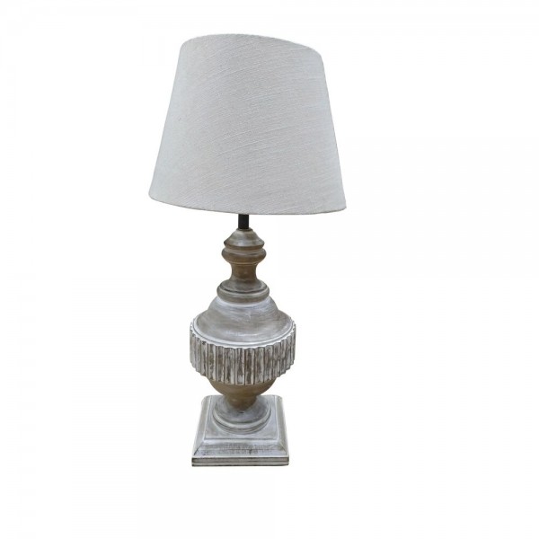 Επιτραπέζιο Φωτιστικό DKD Home Decor πολυεστέρας Λευκό 220 V Ξύλο από Μάνγκο 50 W (28 x 28 x 58 cm)