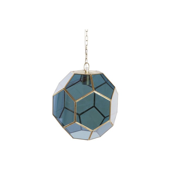 Φωτιστικό Οροφής DKD Home Decor Κρυστάλλινο Μπλε Χρυσό Ορείχαλκος 50 W (28 x 28 x 31 cm)