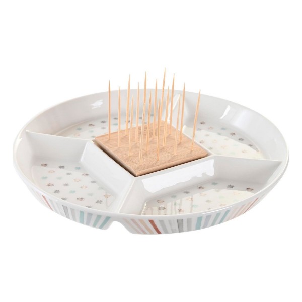 Δίσκος για σνακ DKD Home Decor 23,5 x 23,5 x 3 cm Πολύχρωμο Πήλινα