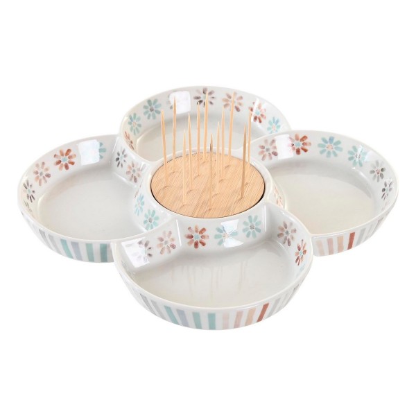 Δίσκος για σνακ DKD Home Decor Πολύχρωμο 22 x 22 x 3 cm Πήλινα