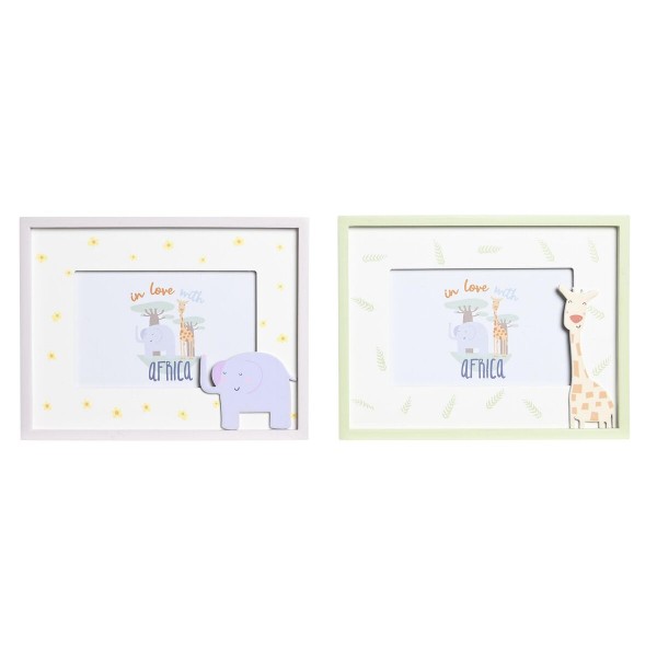 Κορνίζα DKD Home Decor Ελέφαντας Καμηλοπάρδαλη MDF (22,5 x 1,5 x 17,5 cm) (x2)