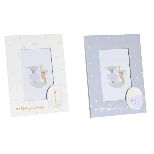Κορνίζα DKD Home Decor Ελέφαντας Καμηλοπάρδαλη Κρυστάλλινο Ξύλο (17 x 1,5 x 22 cm) (x2)