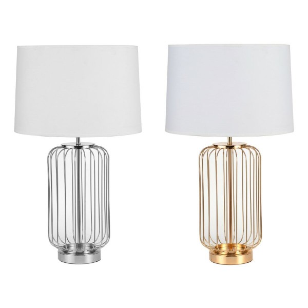 Επιτραπέζιο Φωτιστικό DKD Home Decor Ασημί Μαύρο Χρυσό Μέταλλο Ύφασμα πολυεστέρας Λευκό 220 V 50 W Σύγχρονη (37.5 x 37.5 x 64 cm