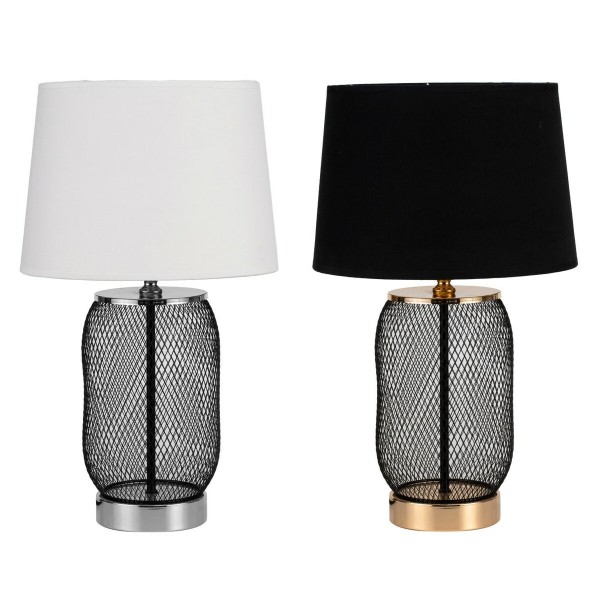 Επιτραπέζιο Φωτιστικό DKD Home Decor Ασημί Μαύρο Μέταλλο Ύφασμα πολυεστέρας Λευκό 220 V 50 W Σύγχρονη (x2) (28 x 28 x 47 cm)