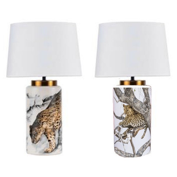 Επιτραπέζιο Φωτιστικό DKD Home Decor Μαύρο Γκρι Μέταλλο Ύφασμα πολυεστέρας Λευκό Κίτρινο 220 V 50 W Σύγχρονη (28 x 28 x 50 cm) (